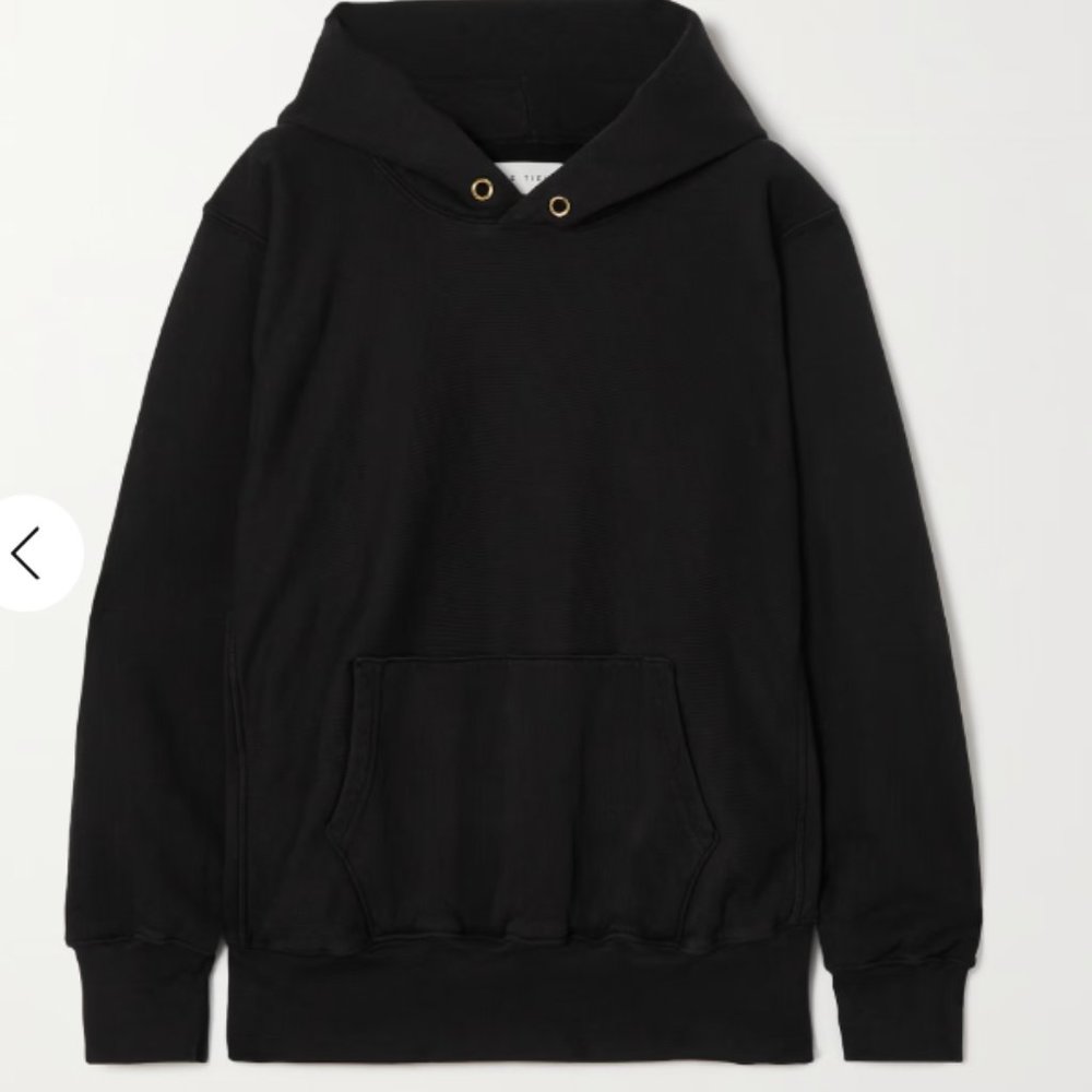 LESE TIEN Cotton-Jersey Hoodie, Small, Black